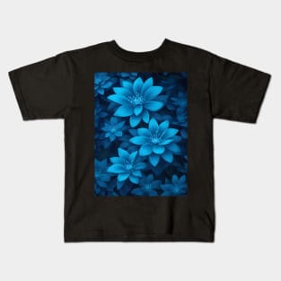 Bioluminescent blue flower pattern Kids T-Shirt